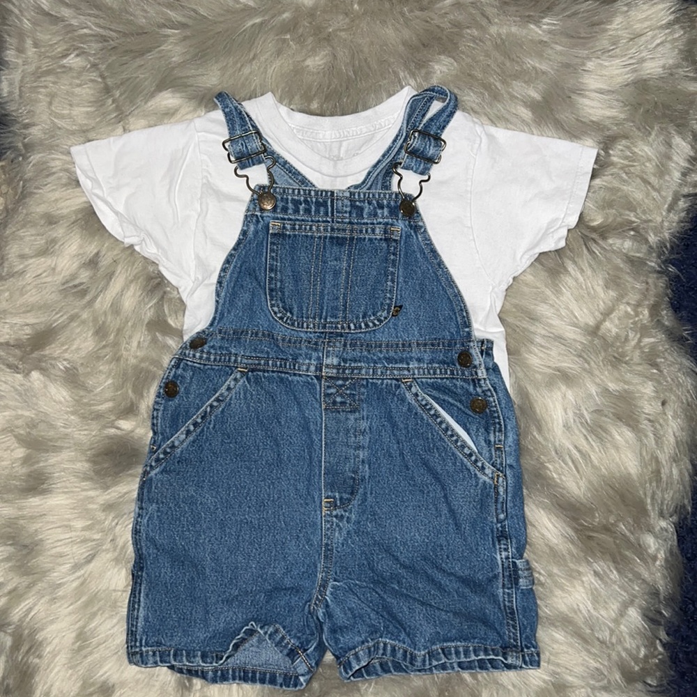 Baby Boy Jean Overall with White Shirt